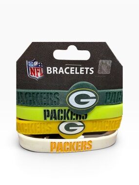 Green Bay Packers NFL Silicone Bracelets 4-Pack Aminco New